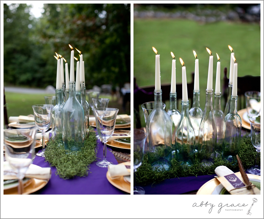 Harry Potter wedding taper candles wine bottles