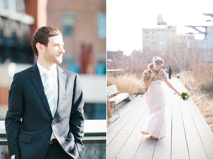 New York City High Line elopement with pink wedding gown - Abby Grace Photography