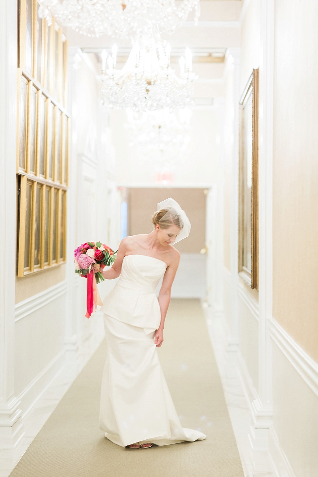 Peplum wedding dress + birdcage veil | DC wedding photographer Abby Grace