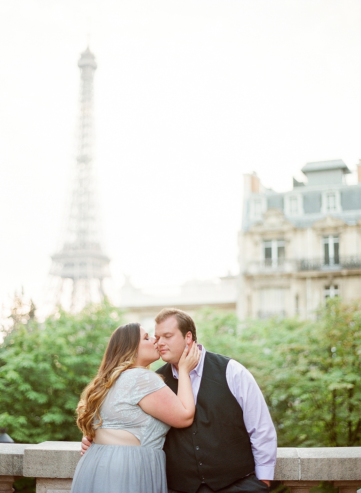 Paris engagement photo at the Eiffel Tower | by Abby Grace