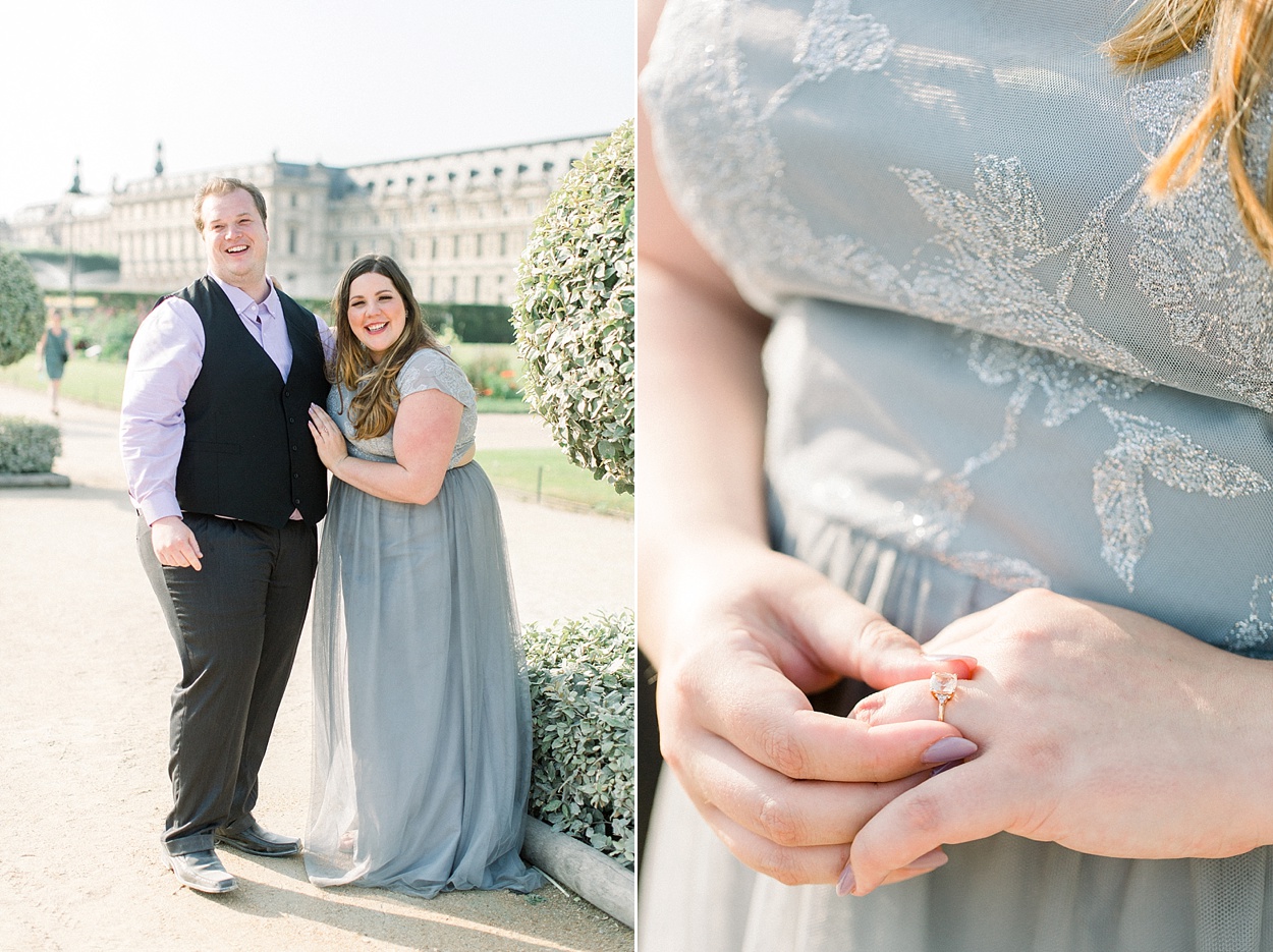 Paris engagement photo at the Tuileries Garden & Louvre | by Abby Grace