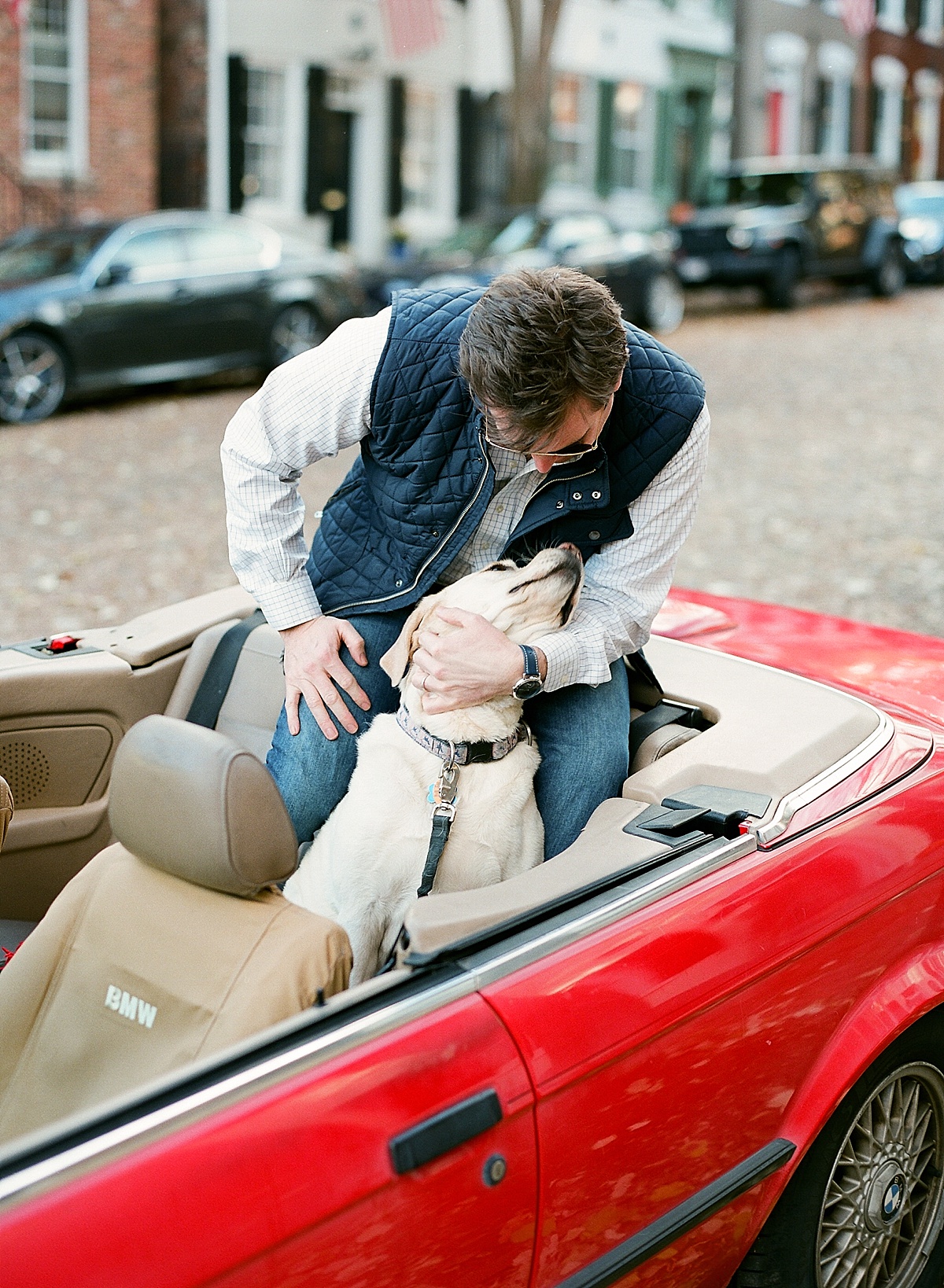 Vintage BMW anniversary session in Old Town Alexandria | fine art film photographer Abby Grace