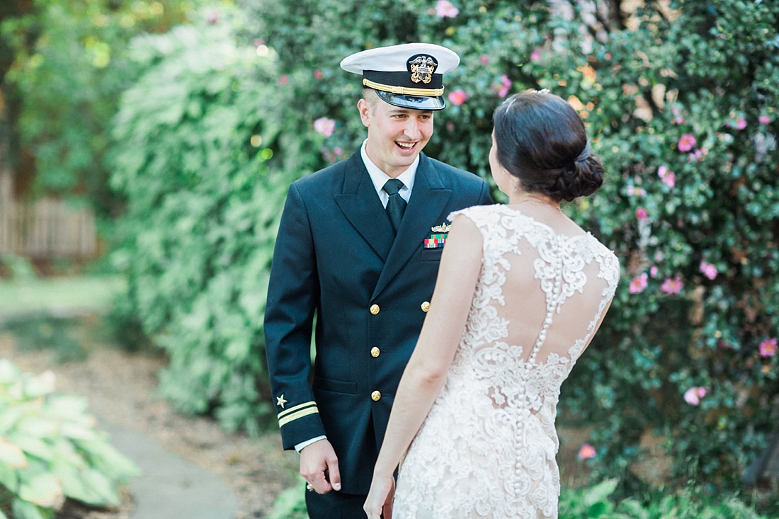Coral + navy US Naval Academy wedding | Abby Grace Photography