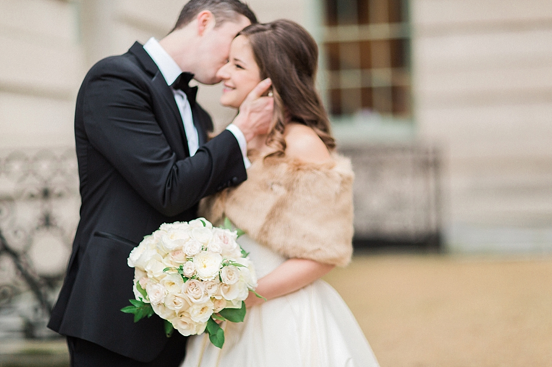 Winter bride with fox fur wrap | Abby Grace Photography