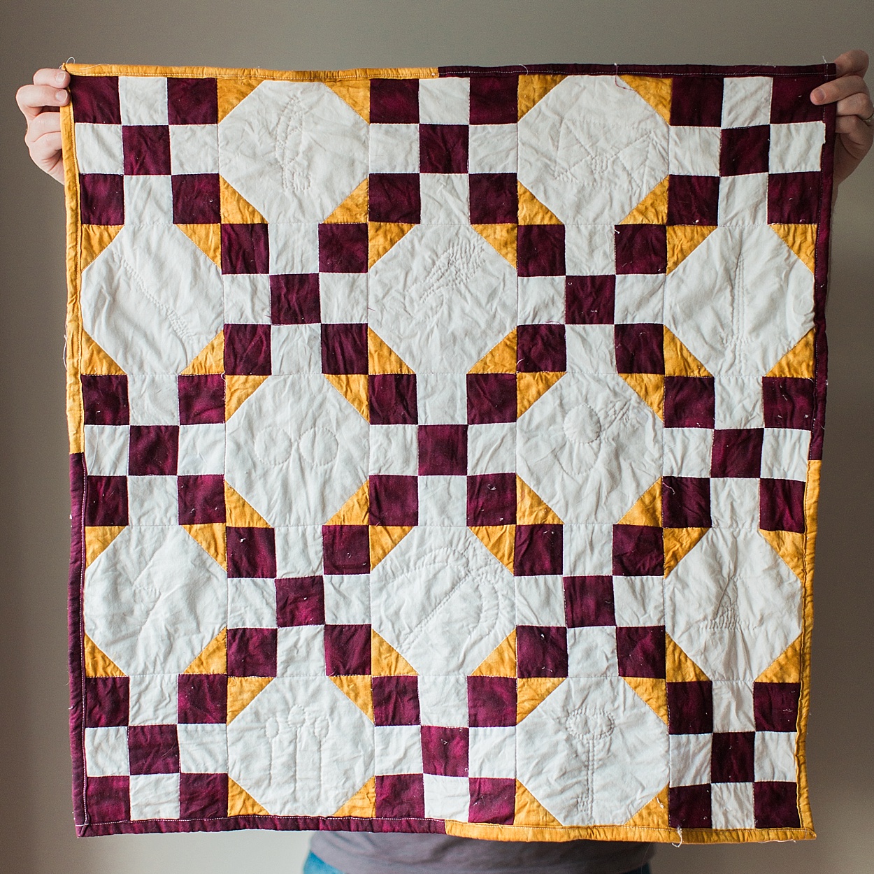 Harry Potter baby quilt | snowball + nine patch pattern | Abby Grace