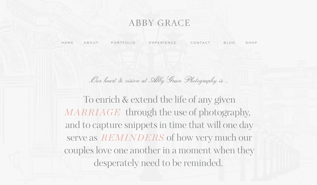 New wedding photography website on ShowIt 5, designed by Jeff Shipley | Abby Grace Photography